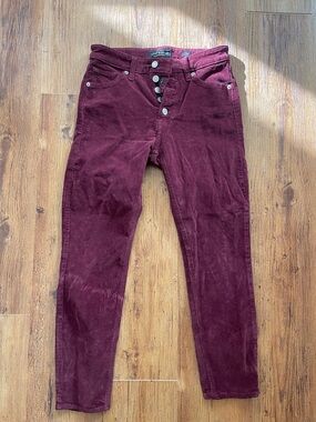 Lucky Brand Burgundy Corduroy Button-Fly Pants